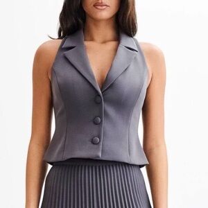 Meshki Mura Tailored Suiting Vest Charcoal Size Large